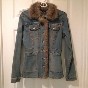 XOXO Denim Jacket with Faux Fur Details